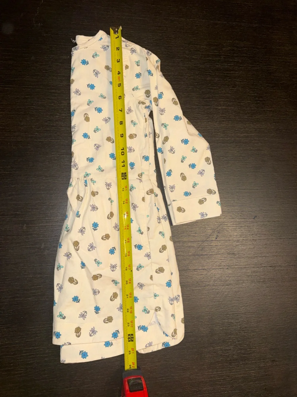 Tea Floral Long Sleeve Dress Size 5 Cream Blue Button Front Twirl Cottagecore